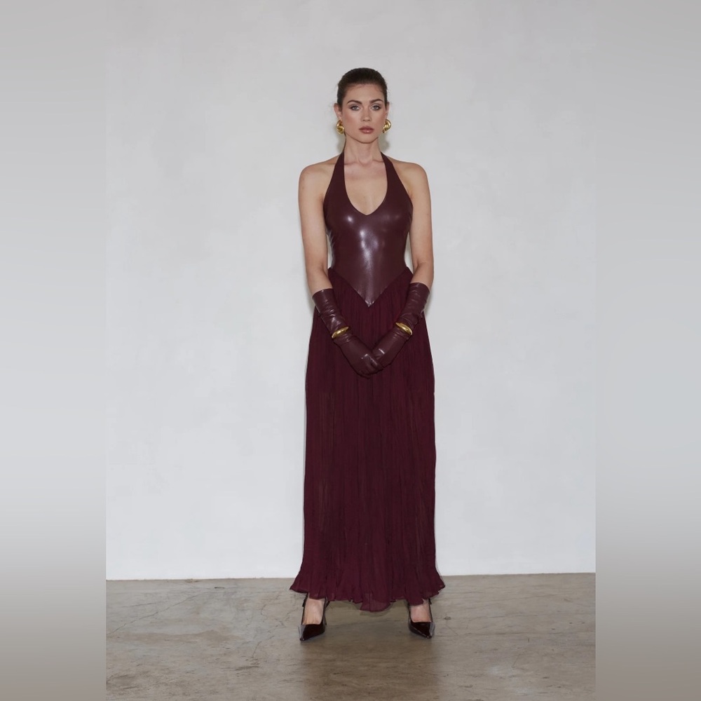 Delfi Collective Rowena Dress In Bordeaux Size Medium $469 - Picture 3 of 11